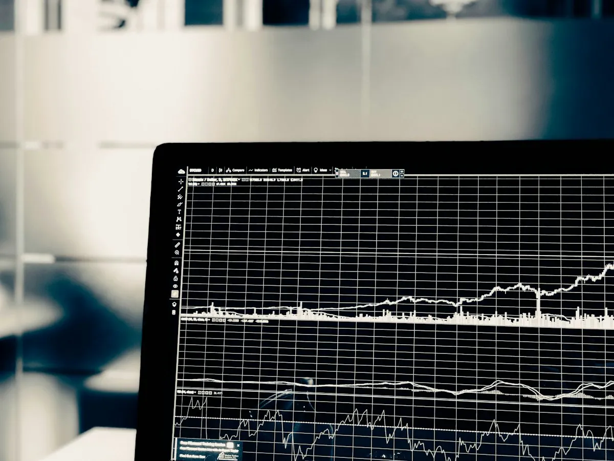 Financial chart displayed on an analytics monitor